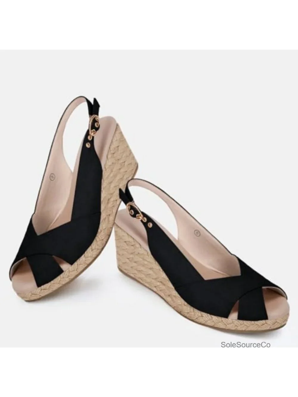 Women's Jute Wedge Sandals Slingback Open Toe Espadrilles Peep Toe Adjustable